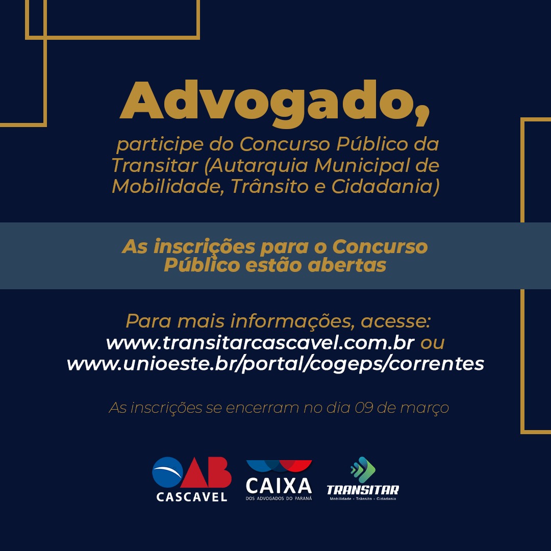 Concurso Público da Transitar está com inscrições abertas